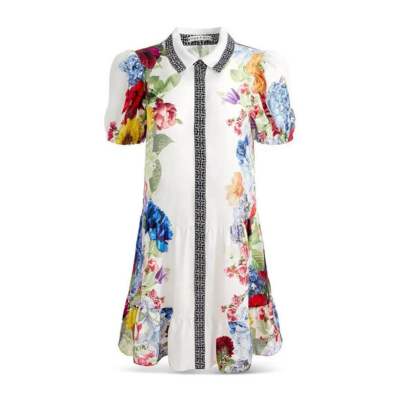 NEW Alice + Olivia Claire Short Sleeved Tiered Dress Size M #MD1007
